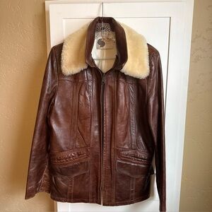 Karen Silton 70s Authentic Vintage 100% Leather Western Jacket Shearling 40 8 10